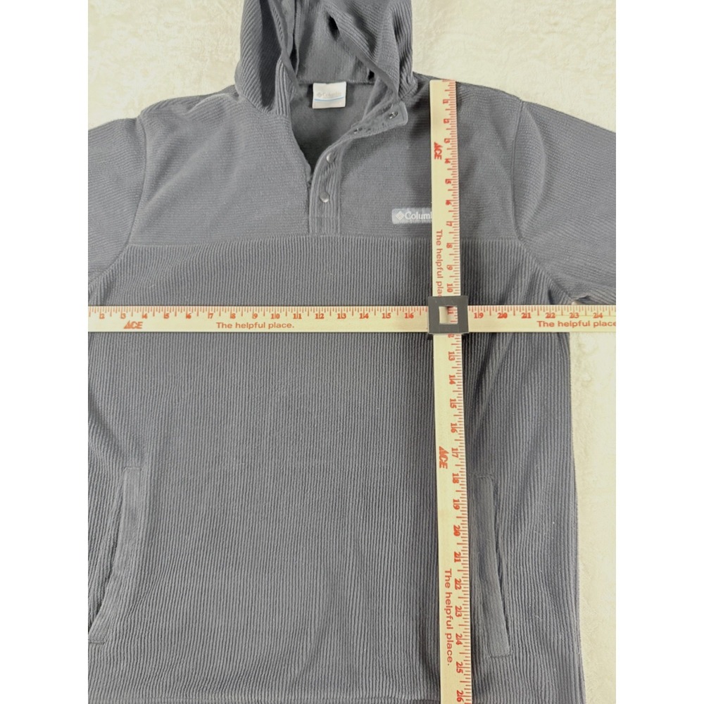 Columbia Waffle Knit Pullover Hoodie Gray Snap Neck Men's Large - Picture 5 of 6